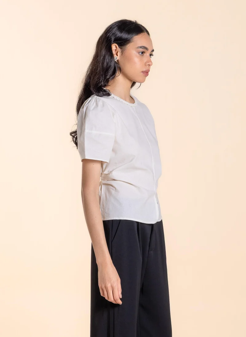 SHAPES DETAILED COTTON BACK TIE TOP