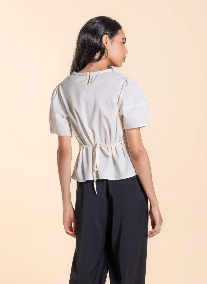 SHAPES DETAILED COTTON BACK TIE TOP
