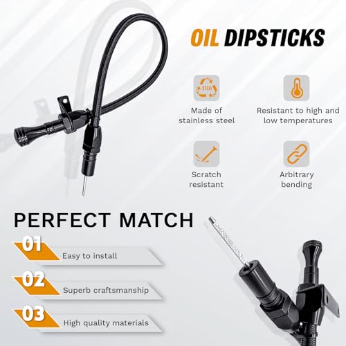 HAHAHA 700R4 4L60E 4L80E Trans Flexable Stainless Braided Hose Dipstick Compatible with GM,Chevy Black - Image 4