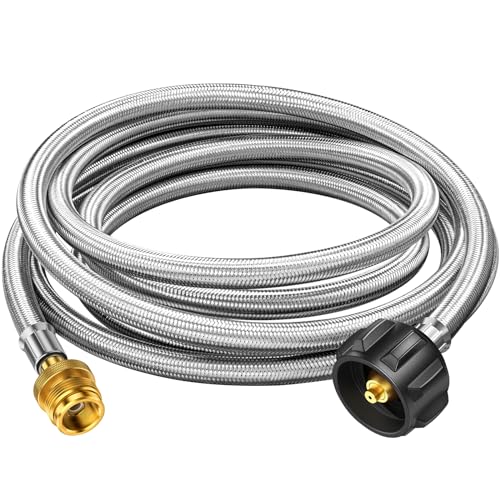 Alloxity 12ft Propane Hose Adapter 1lb to 20lb Converter for 5 lb to 40 lb Tanks, Anti-bite LP Tank Gas Hose for Weber Q Travel Grill/17”&22”Blackstone Griddle/Coleman Camping Stove/Mr Buddy Heater - Image 1