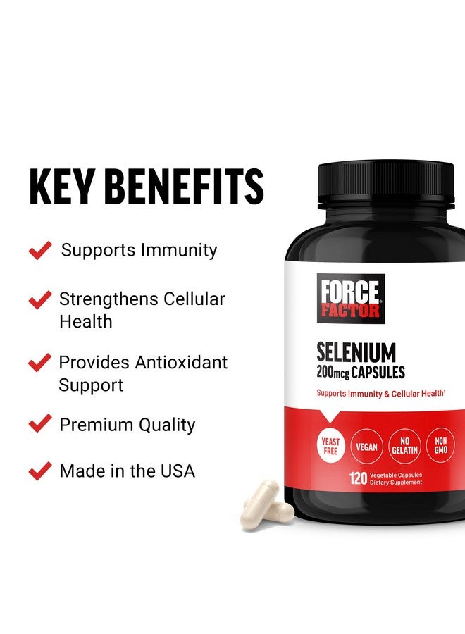Force Factor Selenium Immune Support Supplement, Selenium 200mcg Capsules to Support Immune Defense, Immunity Supplement, Vegan, Non-GMO, 120 Capsules - Image 2