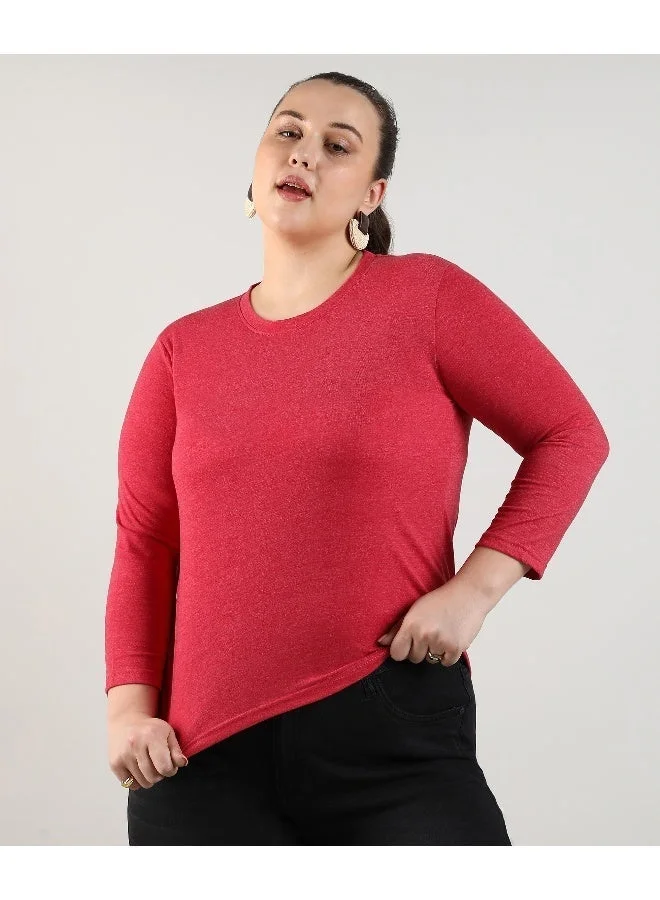 انستافاب بلس بلوزة صالة أساسية باللون الأحمر القرمزي للسيدات