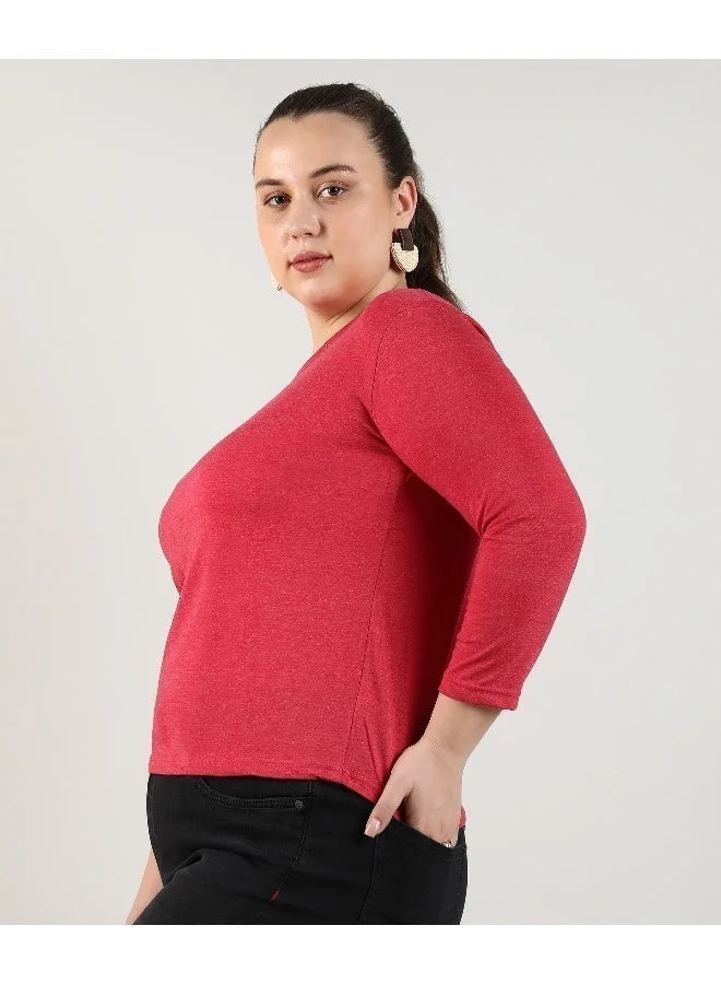 Instafab Plus Women's Crimson Red Basic Lounge Top