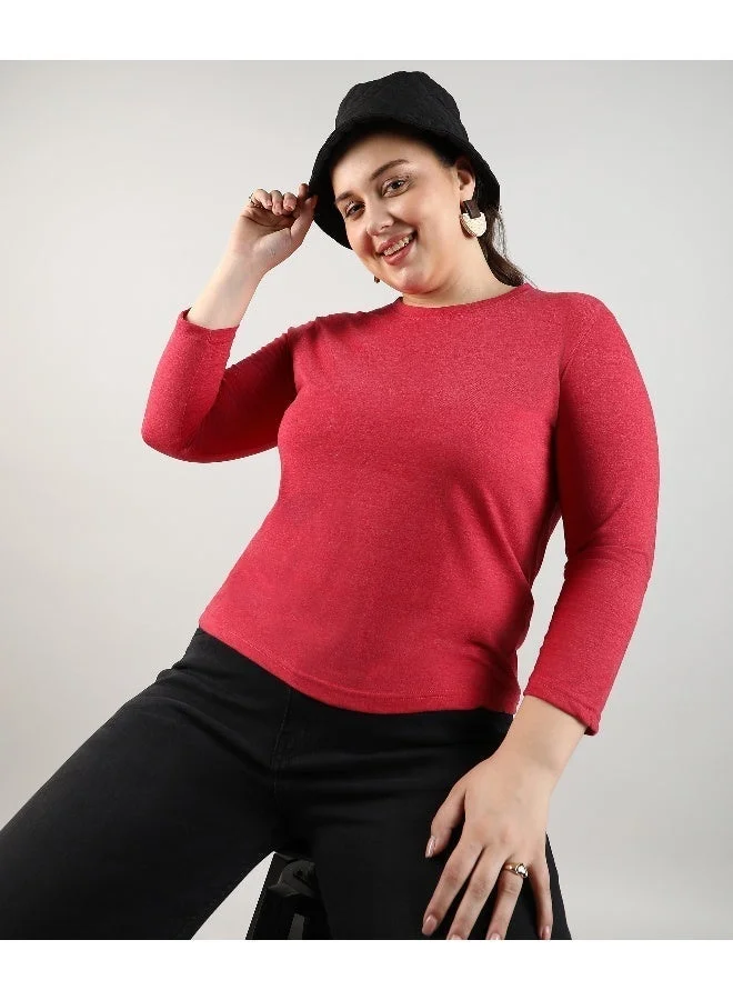 Instafab Plus Women's Crimson Red Basic Lounge Top