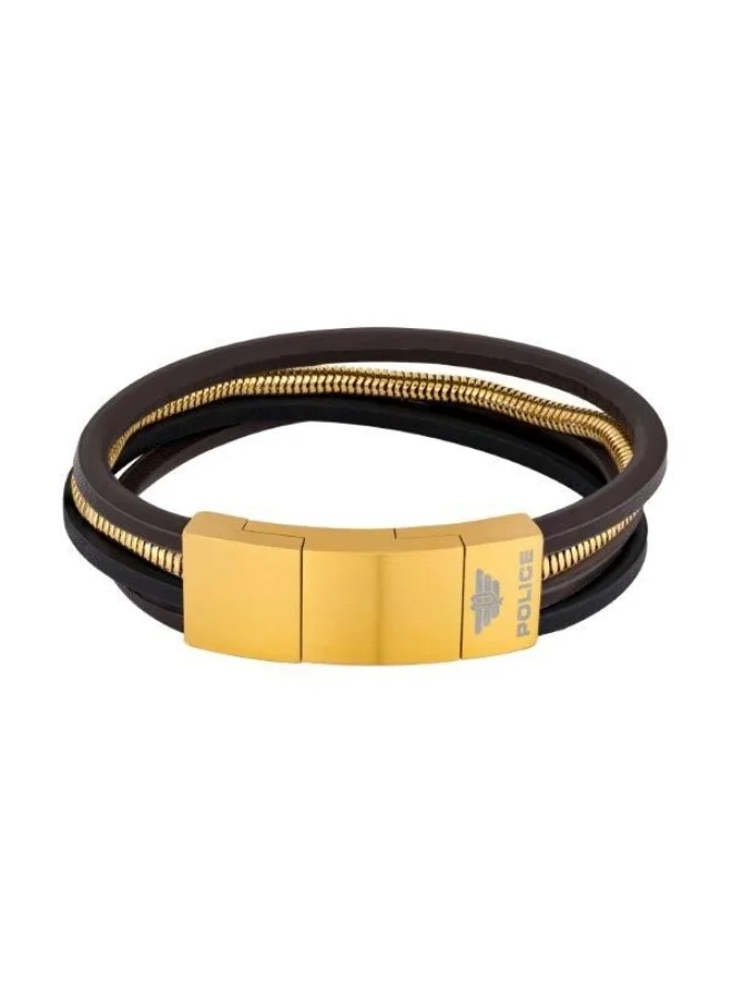 بوليس Gold Plated and Brown Bracelet for Men