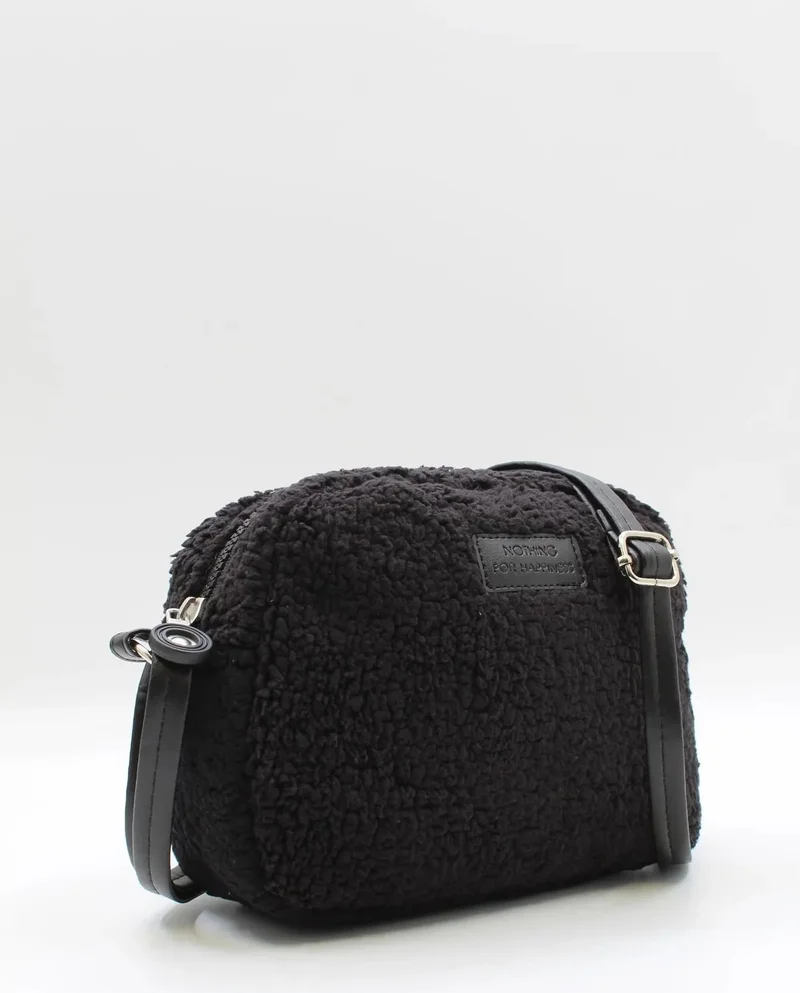 Nothing Women's Black Furry Plush Mini Urban Cross Shoulder Bag