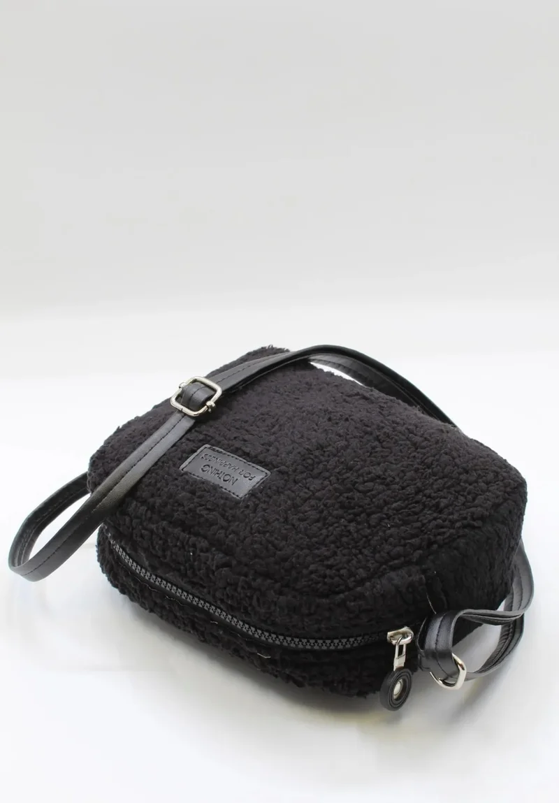Nothing Women's Black Furry Plush Mini Urban Cross Shoulder Bag