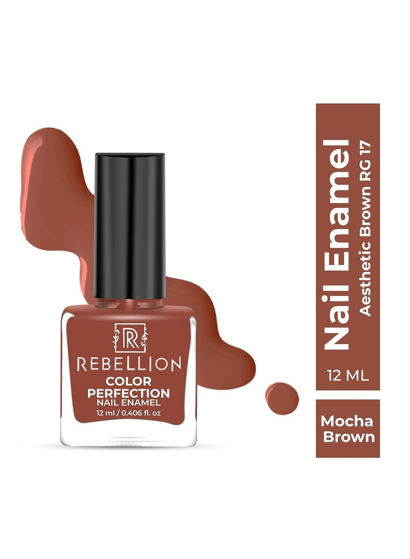 Rebellion Color Perfection Nail Enamel 12ml Mocha brown Aesthetic Brown RG17 - Image 2