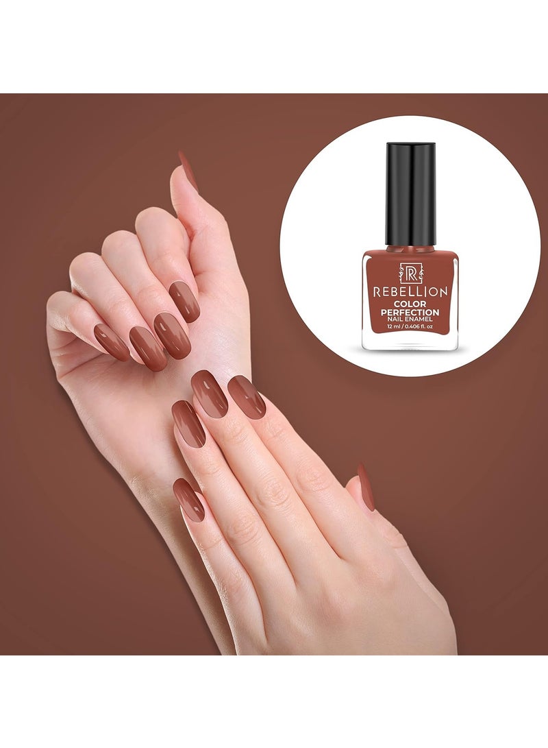 Rebellion Color Perfection Nail Enamel 12ml Mocha brown Aesthetic Brown RG17 - Image 3