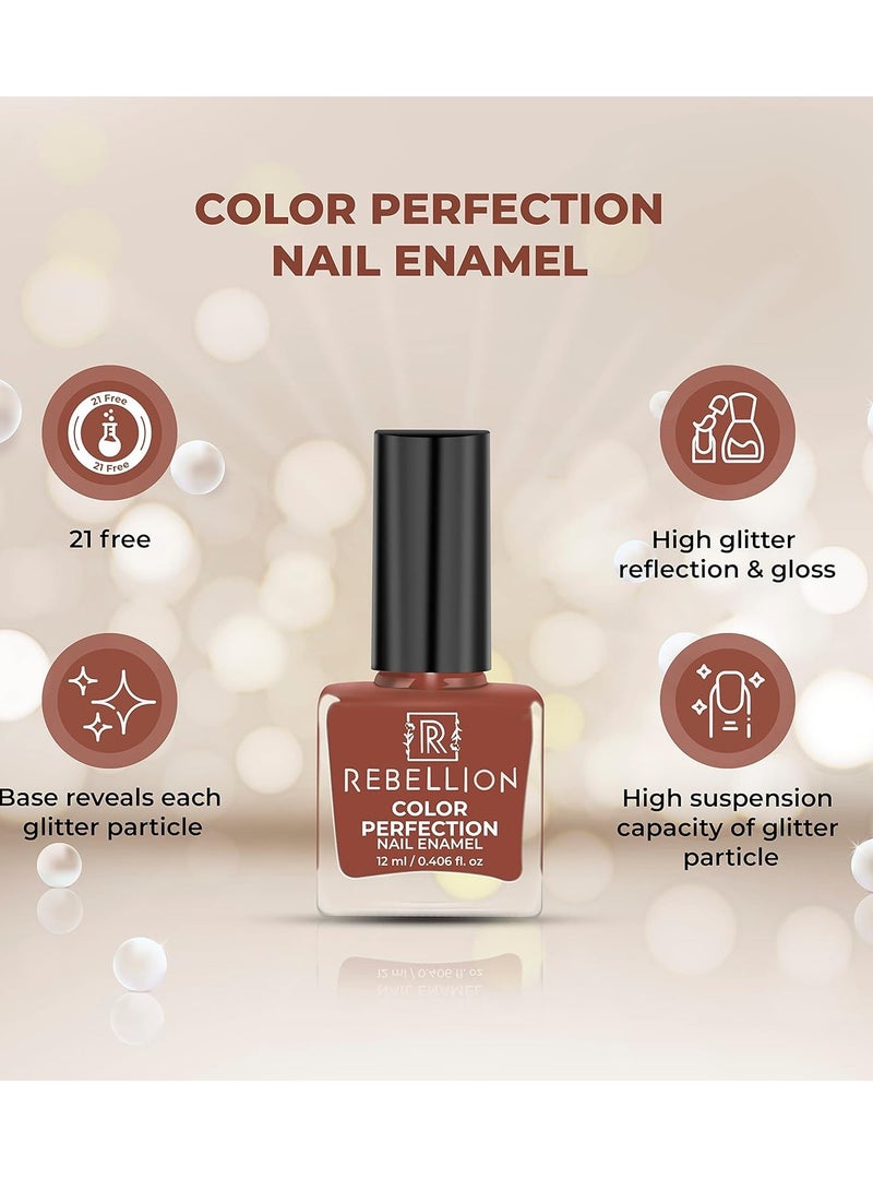 Rebellion Color Perfection Nail Enamel 12ml Mocha brown Aesthetic Brown RG17 - Image 4