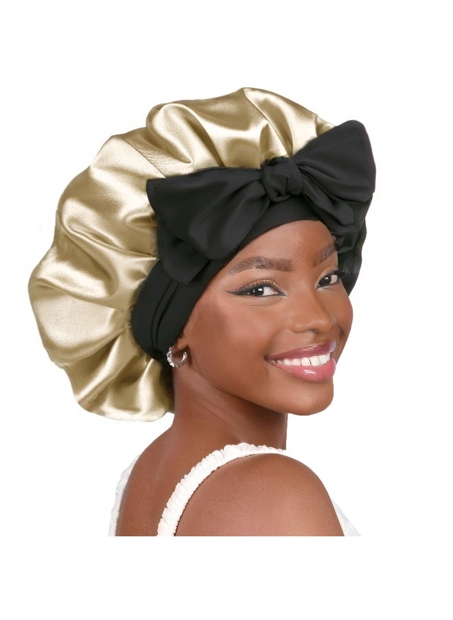 NIBEMINENT - Trendy Satin Ribbon Bow Wide-Brimmed Hat - Silk-Like Beauty and Hair Care帽子 - Image 1