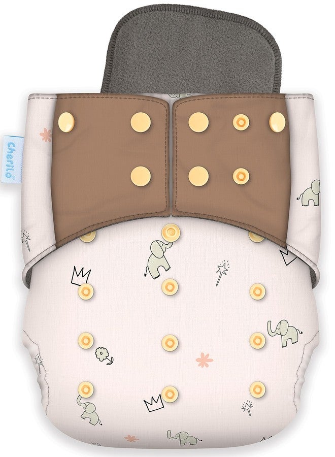 Cherilo حفاضات شيريلو القماشية القابلة لإعادة الاستخدام للأطفال حديثي الولادة من عمر 0 إلى 3 سنوات، مانعة للتسرب، حفاضات قماشية قابلة للغسل، لا تسرب جانبي، حفاضات جيب قابلة للتعديل بمقاس حر (حفاضة بنقشة تاج الطفل + حشوة واحدة) - Image 1
