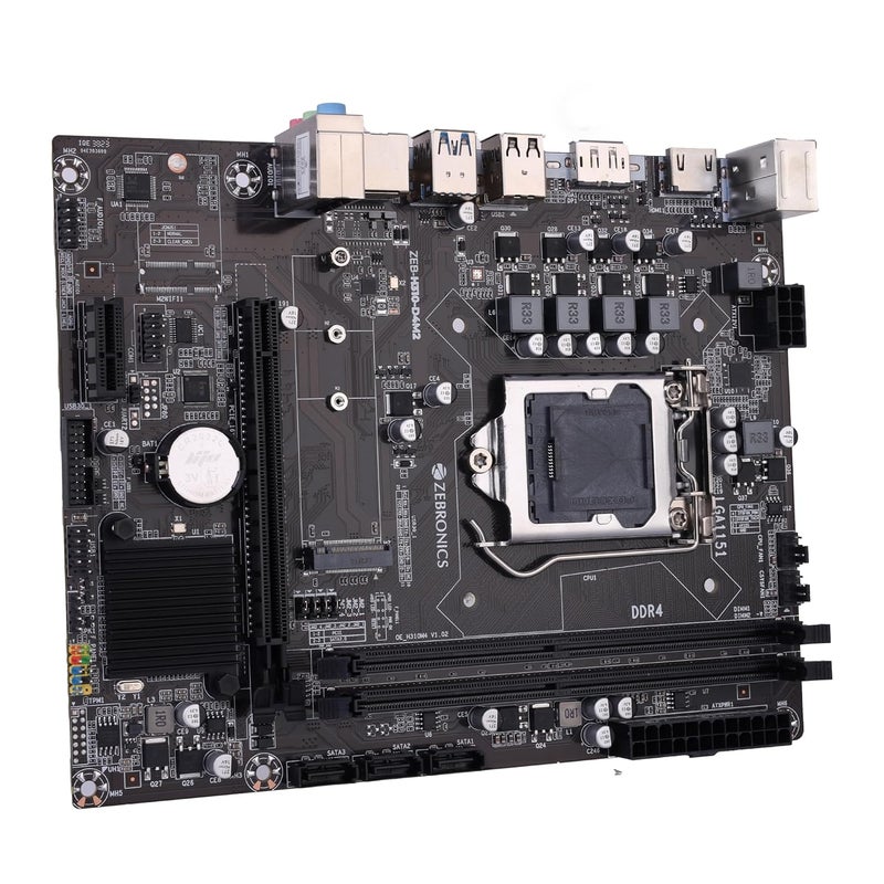 ZEBRONICS لوحة أم H310 D4M2 Micro-ATX لفتحة LGA 1151، تدعم معالجات إنتل من الجيل 8 و 9، فتحة NVMe M.2، صوت 5.1، DDR4 2666 ميجاهرتز، منافذ (RJ45 | SATA | USB 3.0 | HDMI | DP) - Image 2
