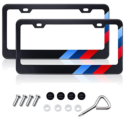 GZSH 2PCS Matte License Plate Frames fit for BMW Aluminum Alloy 3 Color License Plate Cover Holder fit for All BMW License Plates Universal License Plate Covers Accessories for Front and Rear Car Tags - Image 1