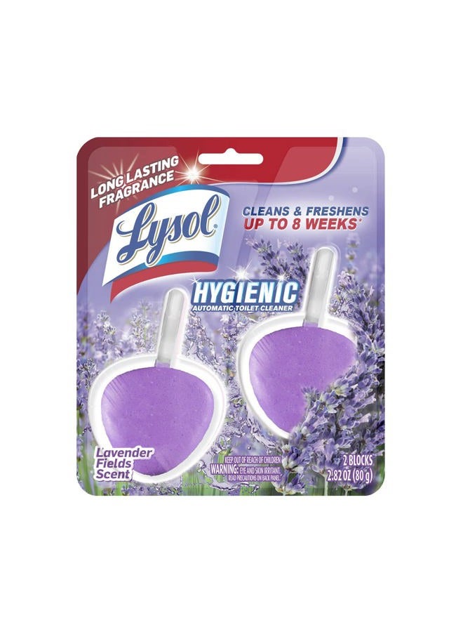 Lysol منظف مرحاض تلقائي في الوعاء، ينظف وينعش وعاء المرحاض، رائحة حقول اللافندر، 2 قطعة - Image 1