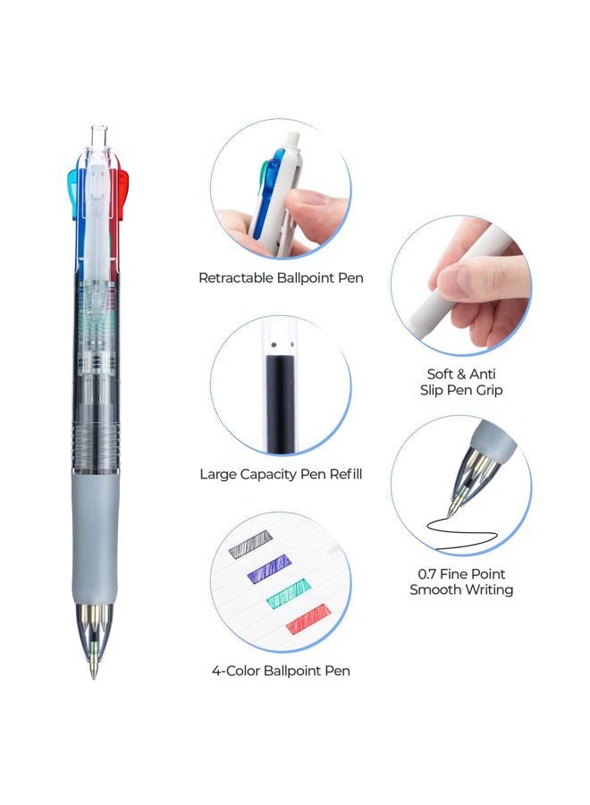 M&G 2 Pcs Multicolor Pens, 4-in-1 Colored Ballpoint Pen 0.5mm Fine Point Smooth Writing Assorted Colors for Journaling Work School & Office - Image 2