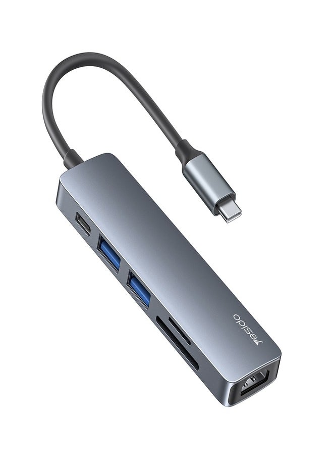Yesido Yesido HB11 6 in 1 USB-C / Type-C Multifunctional HUB Adapter for Docking Ports  - Image 1