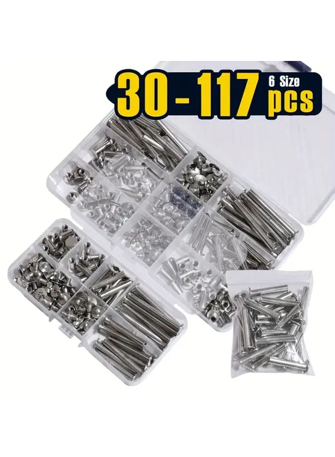 117 Pcs M5 Phillips Chicago Screws 6 Sizes Binding Posts Kit For Albums Belts Repair - Image 2