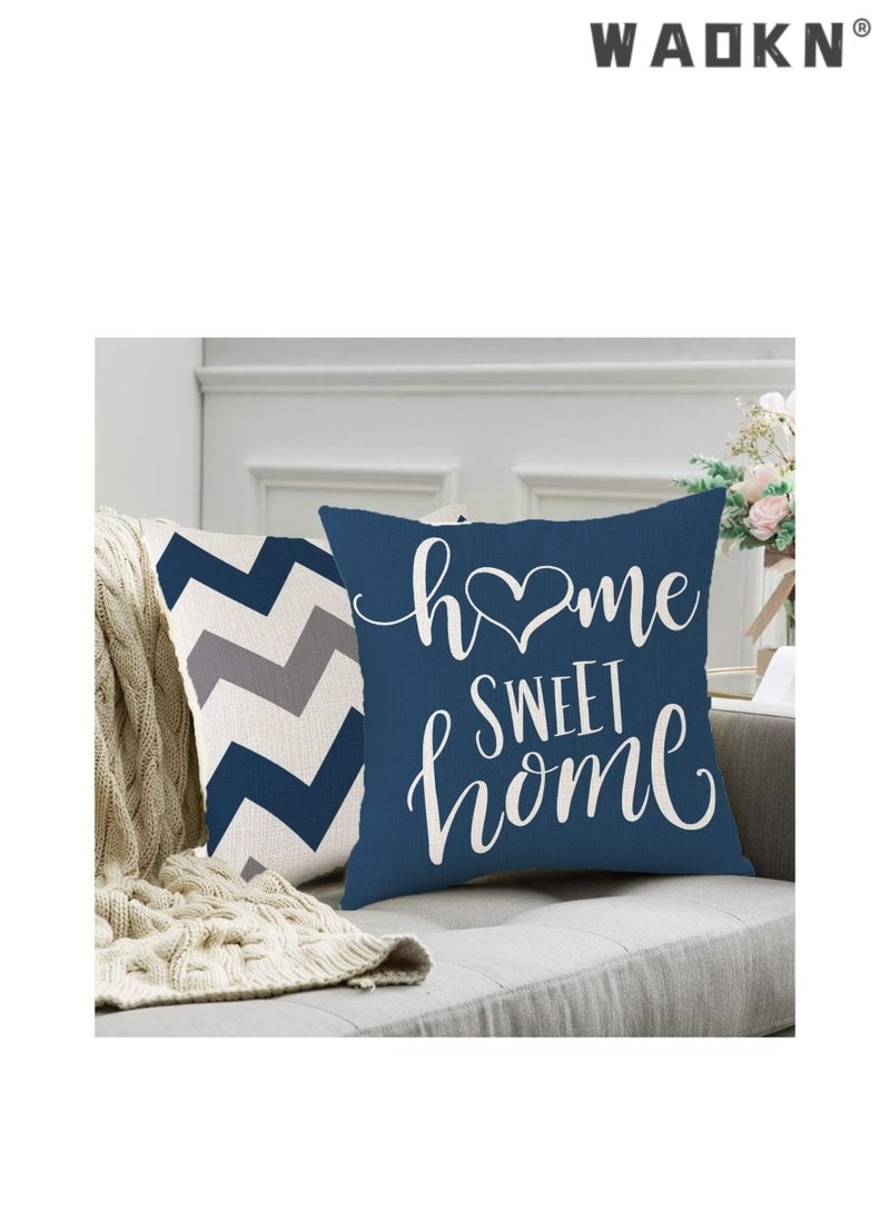 WAOKN 4 Sets of Modern Light Blue Geometric Shape Throw Pillow Covers Decorative Couch Pillow Cover for Sofa Linen Comfortable Cushion Case Outdoor Home Decoration  - Image 2