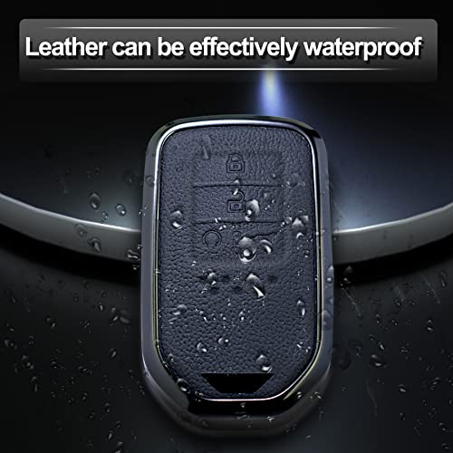SK CUSTOM Black Leather and Aluminum Frame Smart Key Case Cover Compatible Honda Accord Hybrid Civic CR-V Pilot Elite 4 5 Button Keyless Car Remote Accessory - Image 4