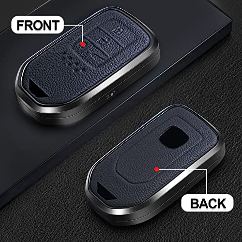 SK CUSTOM Black Leather and Aluminum Frame Smart Key Case Cover Compatible Honda Accord Hybrid Civic CR-V Pilot Elite 4 5 Button Keyless Car Remote Accessory - Image 2