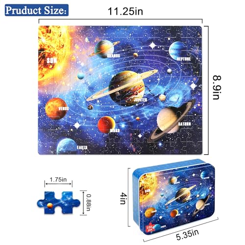 LELEMON 100 Pieces Jigsaw Puzzles for Kids Ages 48 Solar System Planets Educational Puzzles Boys Girls Children Learning Educational Puzzles Portable Box Pack Toy - Image 5