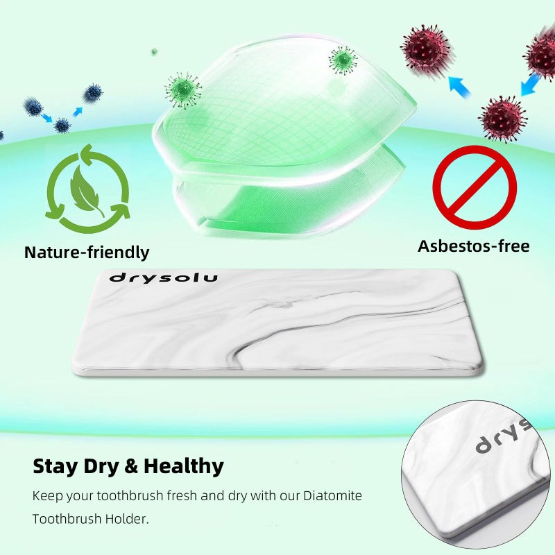 DRYSOLU Toothbrush Holders Large Toothbrush Holder with 6 Slots â€“ Fast Drying Toothbrush Organizer for Bathroom Sink Countertop, Fits Electric & Manual Toothbrushes, Water Absorbent Diatomaceous Earth - Image 4