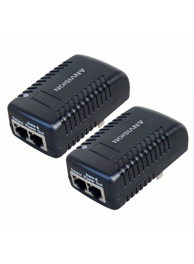 ANVISION 2-Pack 48V 0.5A Passive PoE Power Supply Injector Ethernet Adapter with Wall Plug IEEE 802.3af Compliant 10/100Mbps for IP Voip Phones, Cameras, AP and More - Image 1