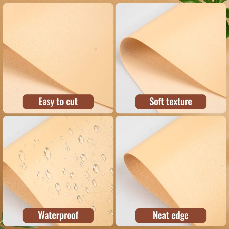 fuceury 12 Pieces Faux Leather Sheets, 8Ã—12 inches Skin Tone Faux PU Leather Sheets, Faux Leather Material for DIY, Bag Making, Hat Making, Hair Crafts Making - Image 3