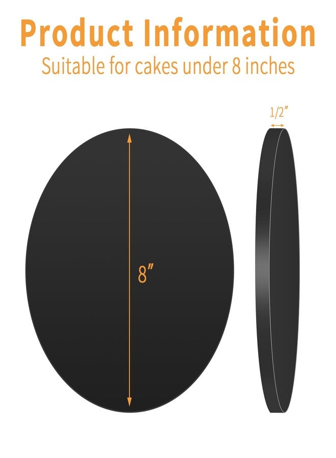 JCD 10-Pack 8 Inch Cake Drum,Greaseproof Cake Boards 8 inch Round,1/2" Thick Black Cake Base with Prop Up Tool for Multi-Tiered Cakes of Birthday, Wedding(Black 8inch/10pcs) - Image 2