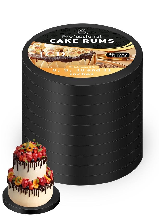 JCD 10-Pack 8 Inch Cake Drum,Greaseproof Cake Boards 8 inch Round,1/2" Thick Black Cake Base with Prop Up Tool for Multi-Tiered Cakes of Birthday, Wedding(Black 8inch/10pcs) - Image 1