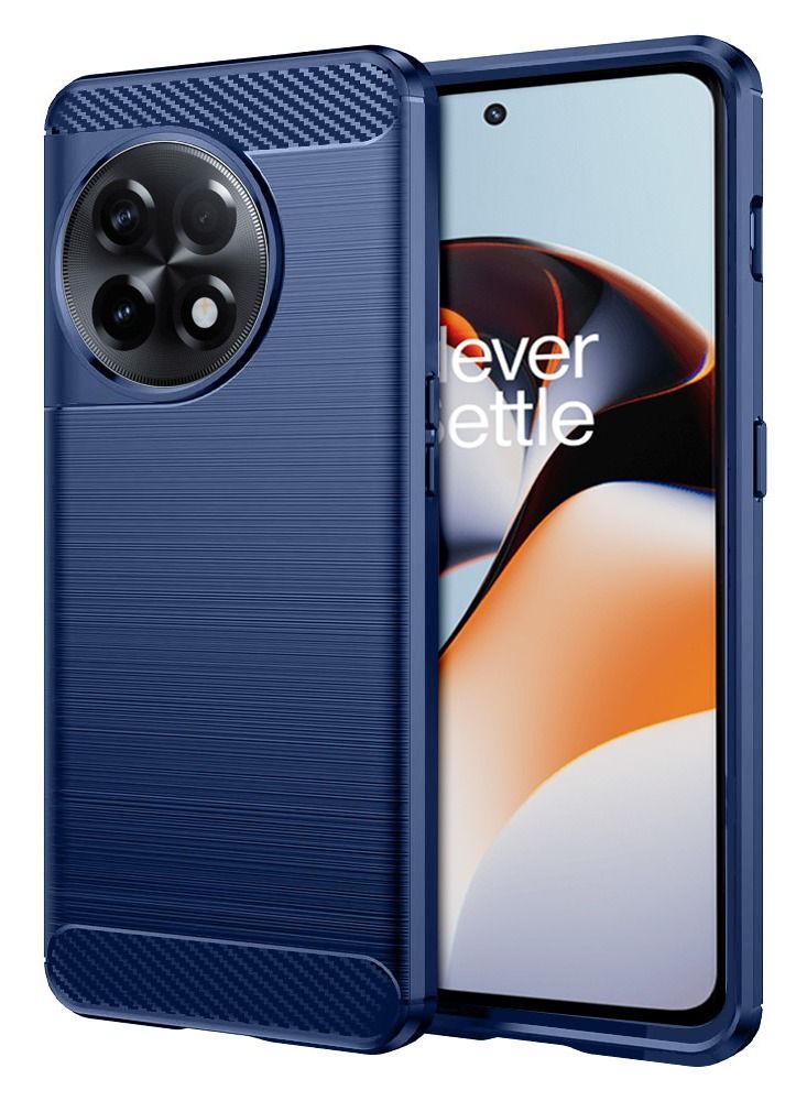CATANES غطاء OnePlus 11R رقيق ناعم TPU ألياف كربونية مصقولة مضاد للبصمات مقاوم للصدمات 6.74 بوصة أزرق - Image 1