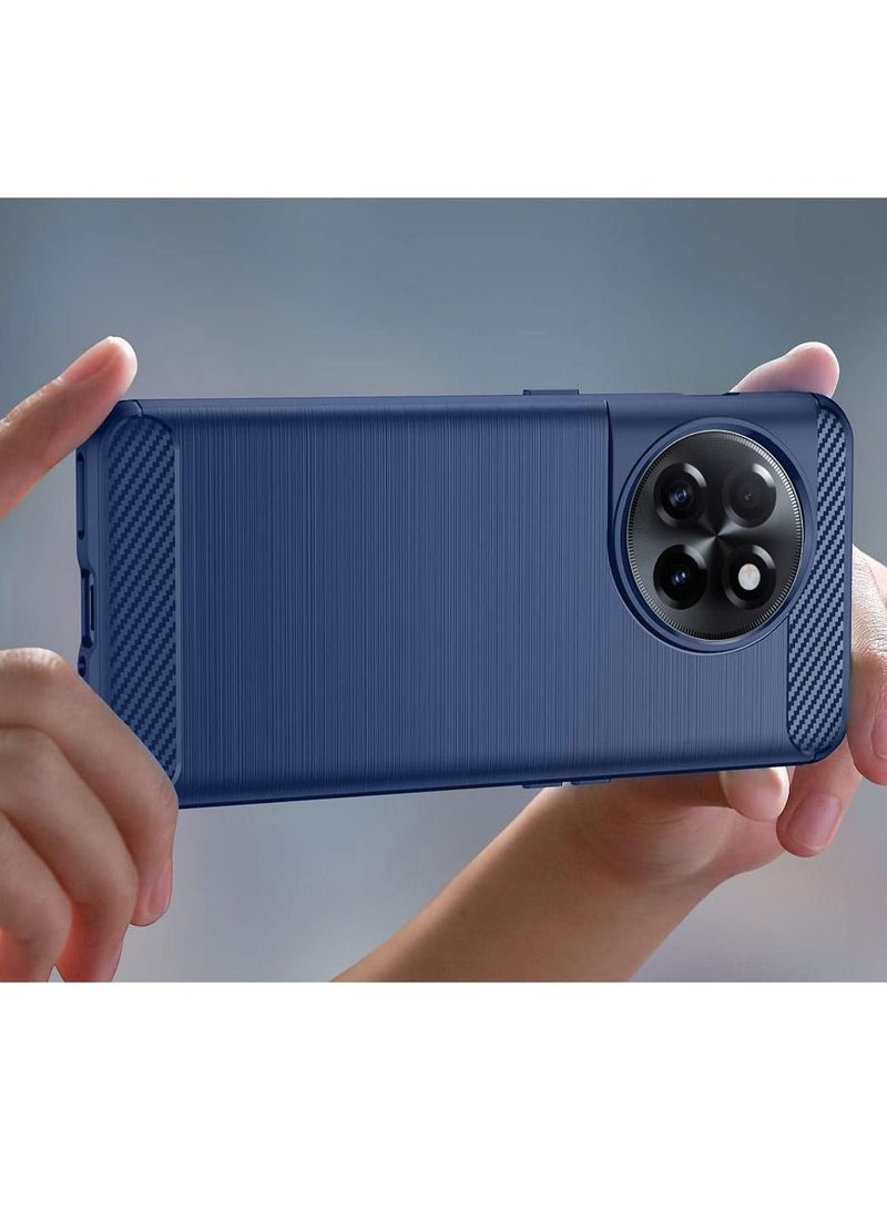 CATANES غطاء OnePlus 11R رقيق ناعم TPU ألياف كربونية مصقولة مضاد للبصمات مقاوم للصدمات 6.74 بوصة أزرق - Image 2