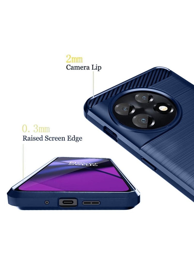 CATANES غطاء OnePlus 11R رقيق ناعم TPU ألياف كربونية مصقولة مضاد للبصمات مقاوم للصدمات 6.74 بوصة أزرق - Image 5