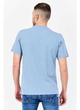 DOCKERS Men Crew Neck Short Sleeve Brand Logo T-shirt, Blue  - Image 3