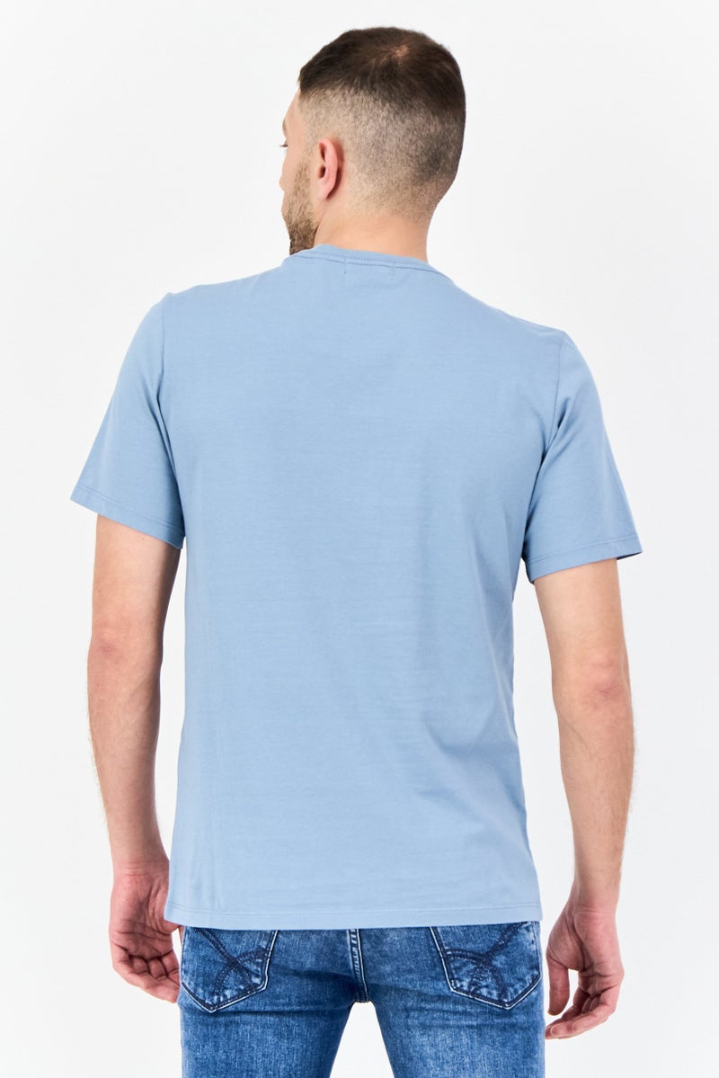 DOCKERS Men Crew Neck Short Sleeve Brand Logo T-shirt, Blue  - Image 3