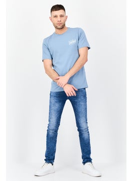 DOCKERS Men Crew Neck Short Sleeve Brand Logo T-shirt, Blue  - Image 4