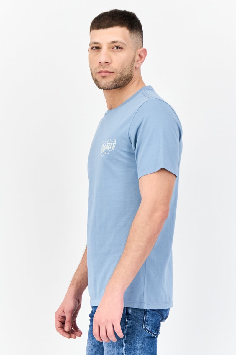 DOCKERS Men Crew Neck Short Sleeve Brand Logo T-shirt, Blue  - Image 2