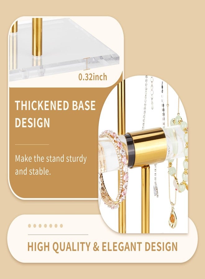Jolboldy Necklace Holder Bracelet Holder, 2-Tier Acrylic Jewelry Display Stand Gold Jewelry Tower Stand Crystal T Bar Jewelry Organizer Gift for Women(2-Tier 1pc) - Image 4