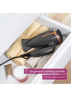 Beurer HC 25 Compact Hair Dryer, 1600W Travel-Friendly Blow Dryer, Ionic Technology for Smooth And Shiny Hair, 2 Heat And Speed Settings, Foldable Handle, Cool Air Function, Lightweight And Portable  - Image 2