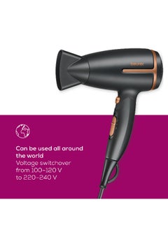Beurer HC 25 Compact Hair Dryer, 1600W Travel-Friendly Blow Dryer, Ionic Technology for Smooth And Shiny Hair, 2 Heat And Speed Settings, Foldable Handle, Cool Air Function, Lightweight And Portable  - Image 4