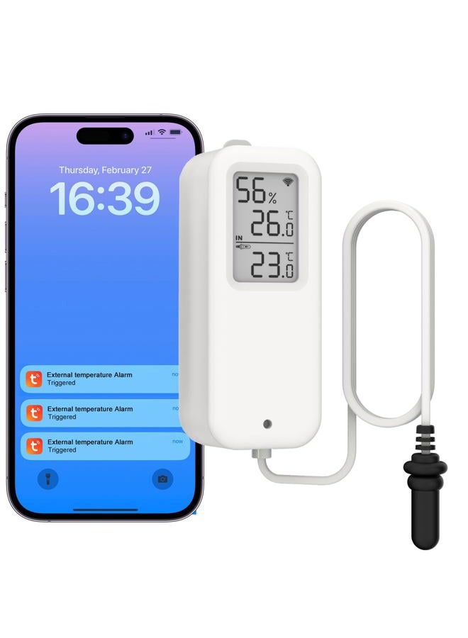 Daytech Freezer Thermometer with Room Thermometer and Freezer Alarm 2in1 WiFi Temperature Sensor with App and Email Alerts for Fridge Fish Tank Pet Cage Wine Cellar Greenhouse 1 Pack (No Hub Required) - Image 1