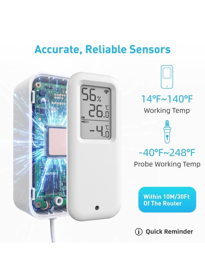Daytech Freezer Thermometer with Room Thermometer and Freezer Alarm 2in1 WiFi Temperature Sensor with App and Email Alerts for Fridge Fish Tank Pet Cage Wine Cellar Greenhouse 1 Pack (No Hub Required) - Image 4
