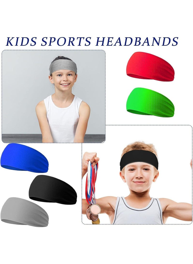 ChicAbode 10 Pcs Boys Headbands, Athletic Sweatbands, Elastic Sports Wicking Headband, Boys Hair Band Hair Accessories, Keeps Your Child Dry and Comfortable, Head Wrap for Boys Sports Kid - Image 3