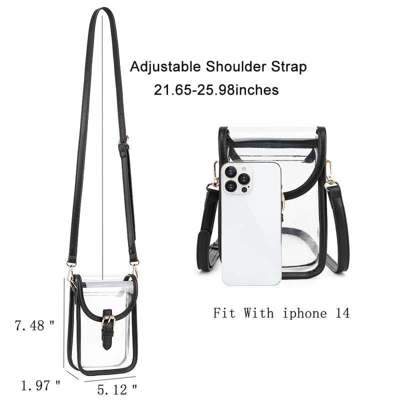 LOXOMU Small Clear Purses for Women Stadium Aprroved, Cute Clear Crossbody Cell Phone Purse Bag with Adjustable Strap for Concerts, Festivals, Event (Black) - Image 4
