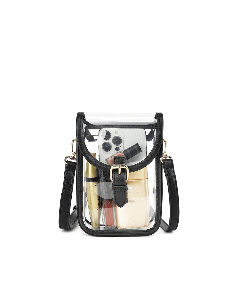 LOXOMU Small Clear Purses for Women Stadium Aprroved, Cute Clear Crossbody Cell Phone Purse Bag with Adjustable Strap for Concerts, Festivals, Event (Black) - Image 3