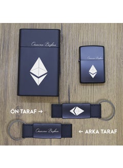 Ada Lazer Personalized Ethereum (Eth) Metal Cigarette Box, Zippo Lighter and Keychain Set  - Image 2