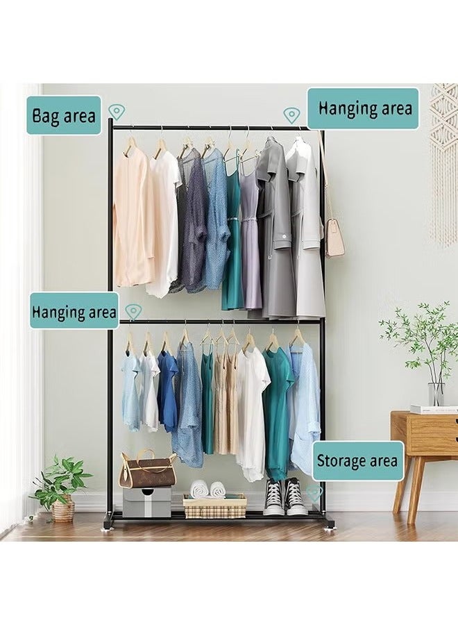 Beauenty Double Coat Rack,Made of Metal,Easy to Assemble and Move,Hang Clothes/Hats/Robes,Suitable for Home/Cloakroom(Black 150*180cm) - Image 2