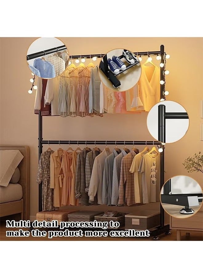 Beauenty Double Coat Rack,Made of Metal,Easy to Assemble and Move,Hang Clothes/Hats/Robes,Suitable for Home/Cloakroom(Black 150*180cm) - Image 5