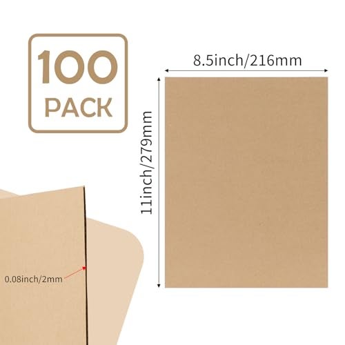 Calenzana 85x11 Corrugated Cardboard Sheets Set of 100 Flat Card Boards Inserts for Crafts Packing Shipping Moving Mailing - Image 3